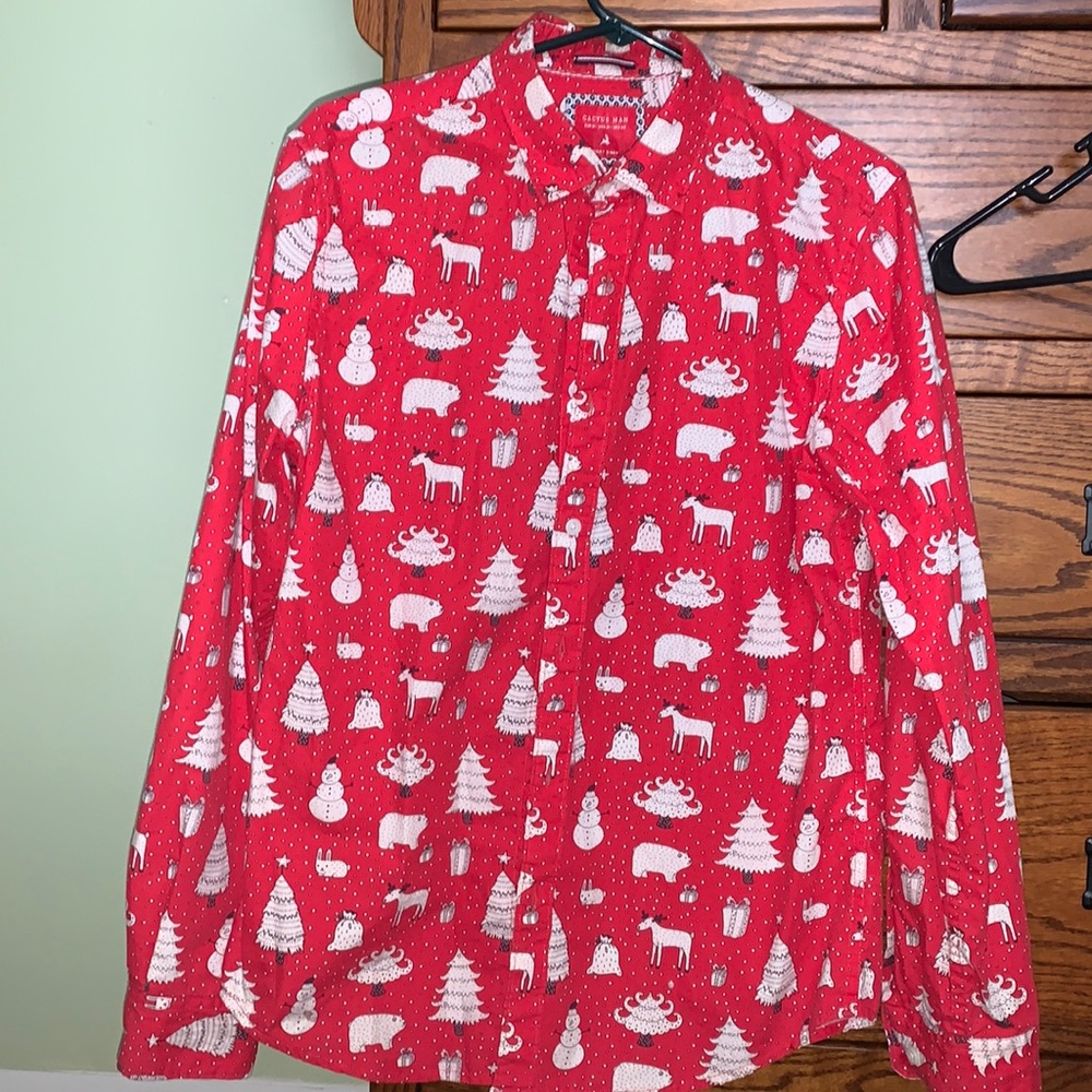 Christmas Theme Casual Dress Shirt
